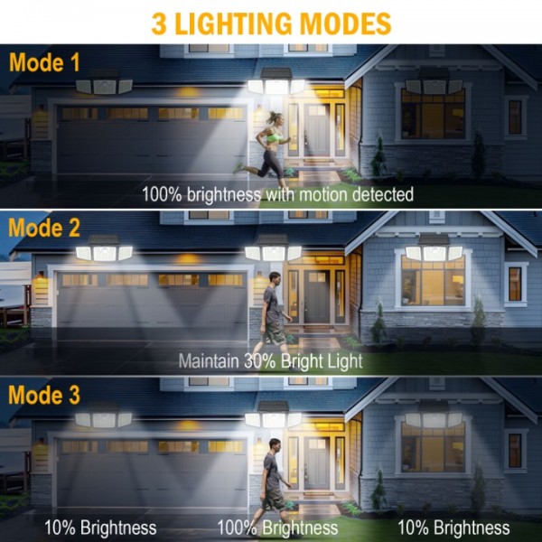 Daphino solar lights outdoor （4Head-2pack-remote）